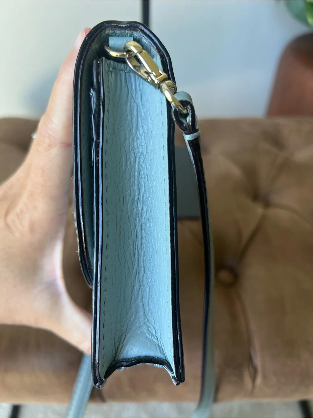 Kate Spade Dusty Blue Pebbled Leather Crossbody